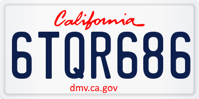 CA license plate 6TQR686