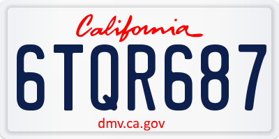 CA license plate 6TQR687