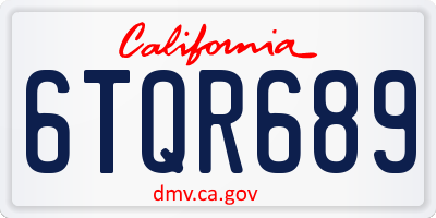 CA license plate 6TQR689