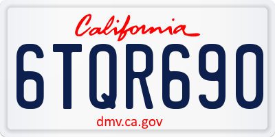 CA license plate 6TQR690