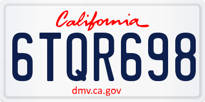 CA license plate 6TQR698