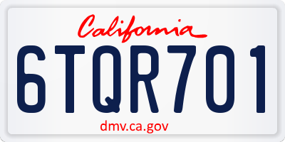 CA license plate 6TQR701