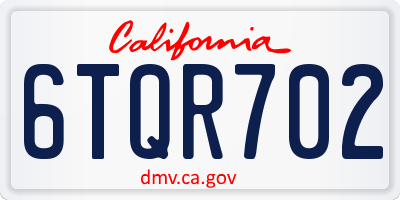 CA license plate 6TQR702