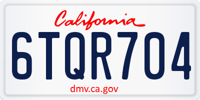 CA license plate 6TQR704