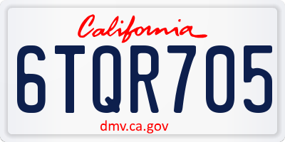 CA license plate 6TQR705