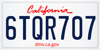 CA license plate 6TQR707