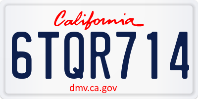 CA license plate 6TQR714