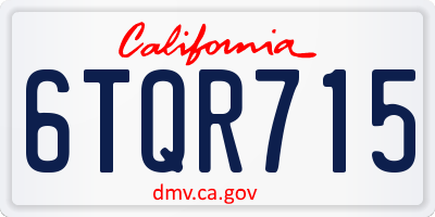 CA license plate 6TQR715