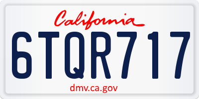 CA license plate 6TQR717