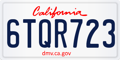 CA license plate 6TQR723