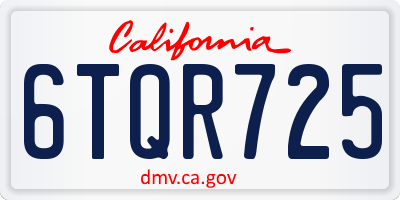 CA license plate 6TQR725