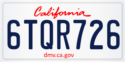 CA license plate 6TQR726