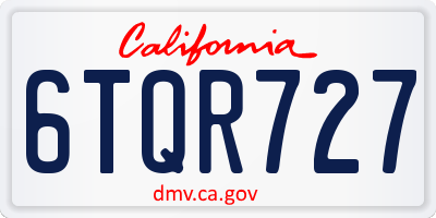 CA license plate 6TQR727