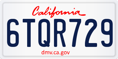 CA license plate 6TQR729