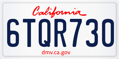 CA license plate 6TQR730
