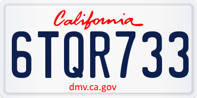 CA license plate 6TQR733