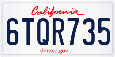 CA license plate 6TQR735