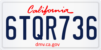 CA license plate 6TQR736