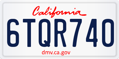 CA license plate 6TQR740