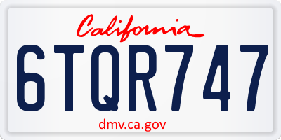 CA license plate 6TQR747