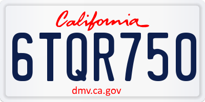 CA license plate 6TQR750