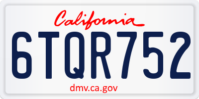 CA license plate 6TQR752