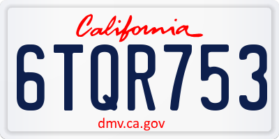 CA license plate 6TQR753