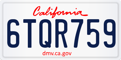 CA license plate 6TQR759