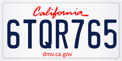 CA license plate 6TQR765