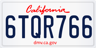 CA license plate 6TQR766