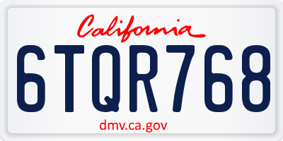 CA license plate 6TQR768