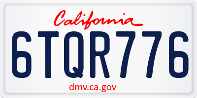 CA license plate 6TQR776