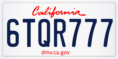 CA license plate 6TQR777