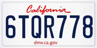 CA license plate 6TQR778