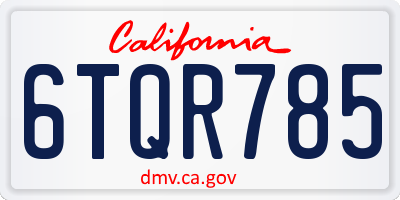 CA license plate 6TQR785