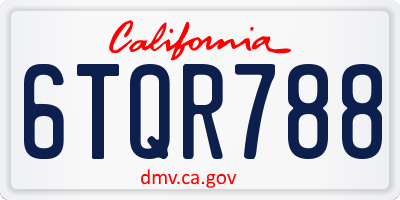 CA license plate 6TQR788