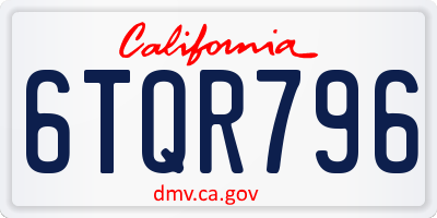 CA license plate 6TQR796