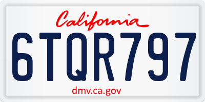 CA license plate 6TQR797