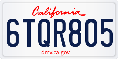 CA license plate 6TQR805