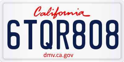 CA license plate 6TQR808