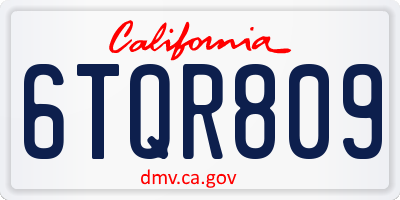 CA license plate 6TQR809