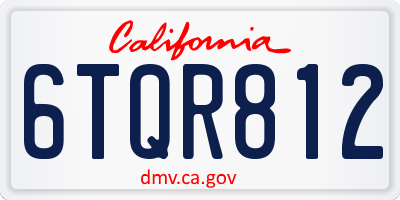 CA license plate 6TQR812