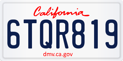 CA license plate 6TQR819