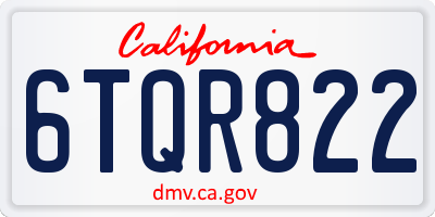 CA license plate 6TQR822