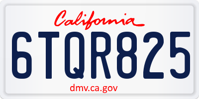 CA license plate 6TQR825