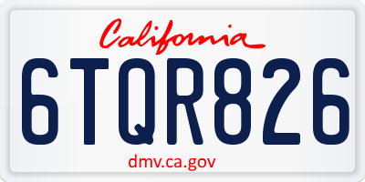 CA license plate 6TQR826