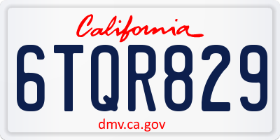 CA license plate 6TQR829