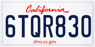 CA license plate 6TQR830