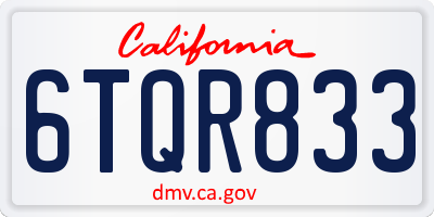 CA license plate 6TQR833