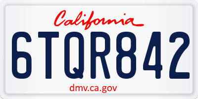 CA license plate 6TQR842